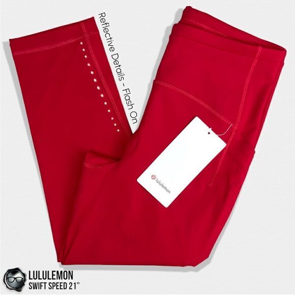 LULULEMON SWIFT SPEED HIGH-RISE 21” CROP DARK RED PETITE WOMEN’S SIZE 8 LEGGINGS - Picture 11 of 16